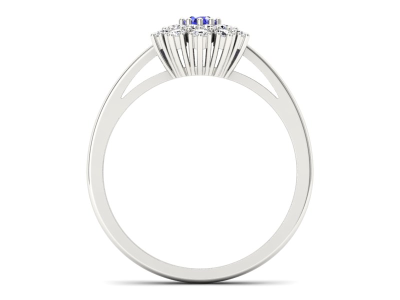Pierścionek z szafirem i brylantami białe złoto - P15059bszc — zdjęcie 2