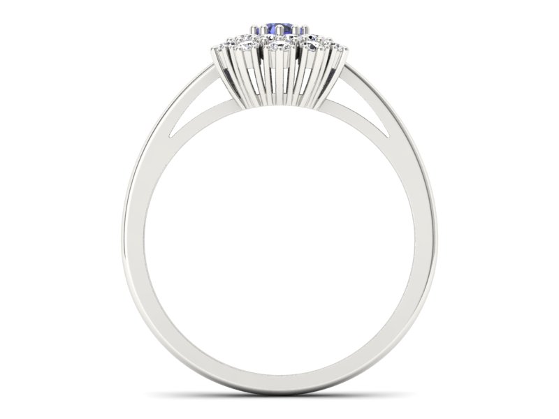 Pierścionek z tanzanitem białe złoto i brylantami - P15059bt — zdjęcie 2