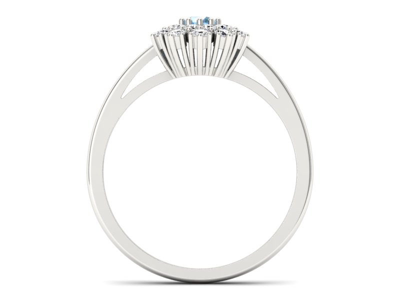 Pierścionek z topazem i brylantami białe złoto - P15059btp — zdjęcie 2