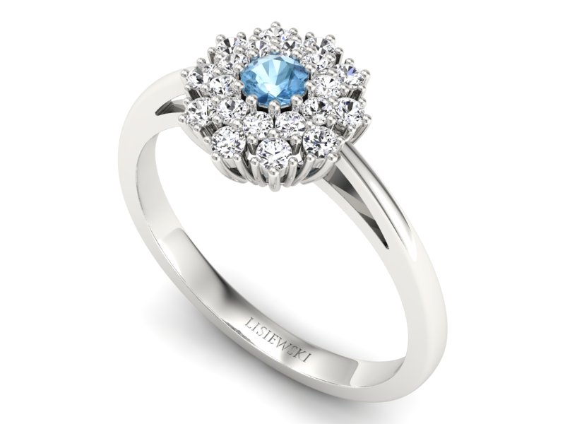 Pierścionek z topazem i brylantami białe złoto - P15059btp — zdjęcie 3