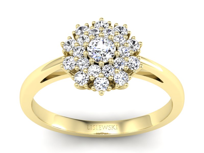 Złoty pierścionek z brylantami żółte złoto - P15059z