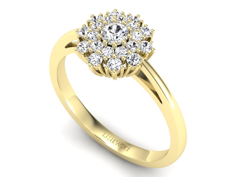 Złoty pierścionek z brylantami żółte złoto - P15059z — zdjęcie 3