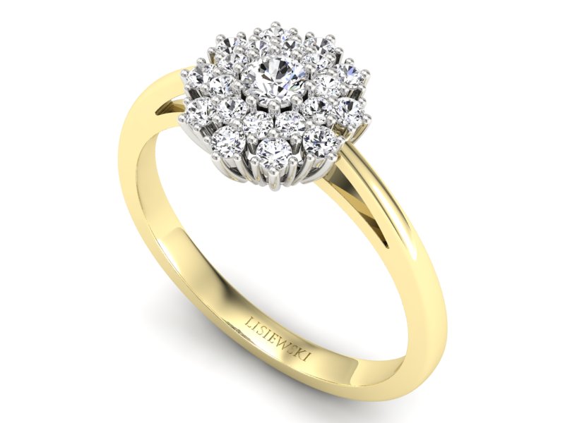 Pierścionek zaręczynowy z brylantami - P15059zb — zdjęcie 3