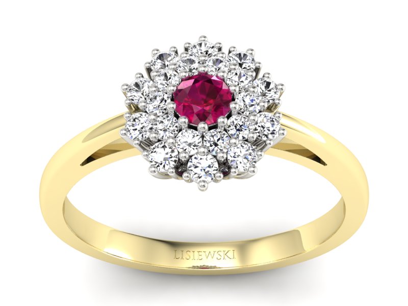 Pierścionek z rubinem i diamentami - P15059zbr