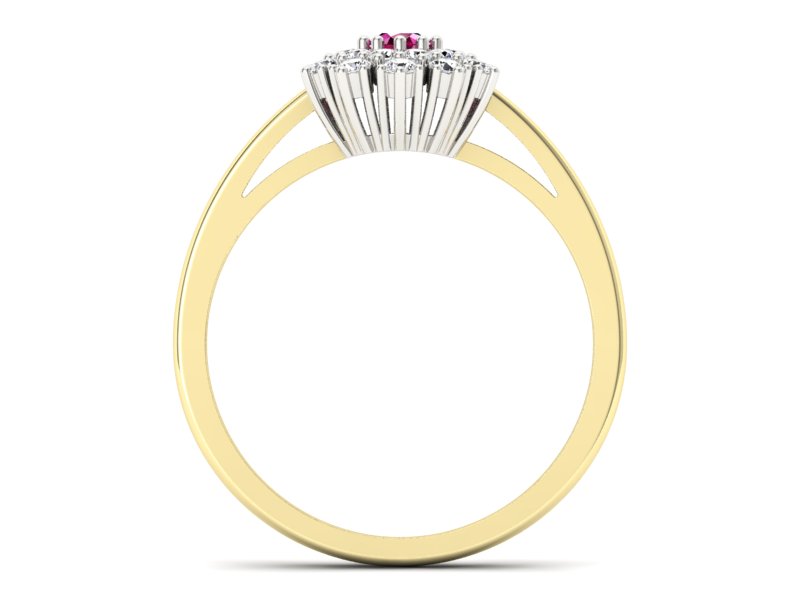 Pierścionek z rubinem i diamentami - P15059zbr — zdjęcie 2