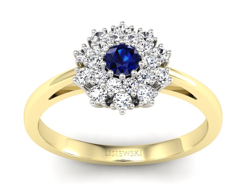 Pierścionek z szafirem i diamentami - P15059zbszc