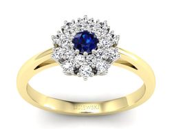 Pierścionek z szafirem i diamentami - P15059zbszc