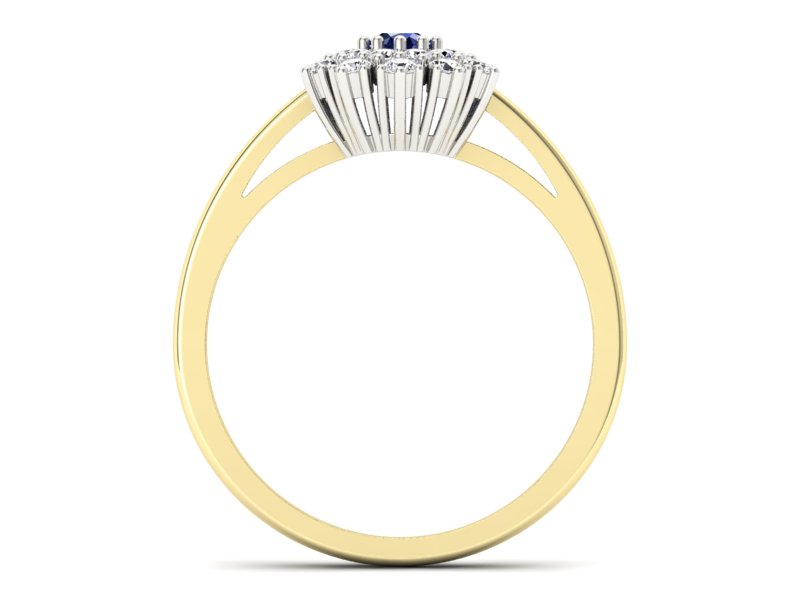 Pierścionek z szafirem i diamentami - P15059zbszc — zdjęcie 2