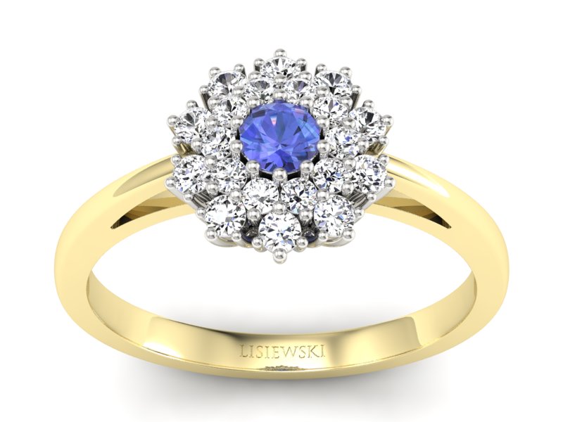 Pierścionek z tanzanitem i brylantami - P15059zbt