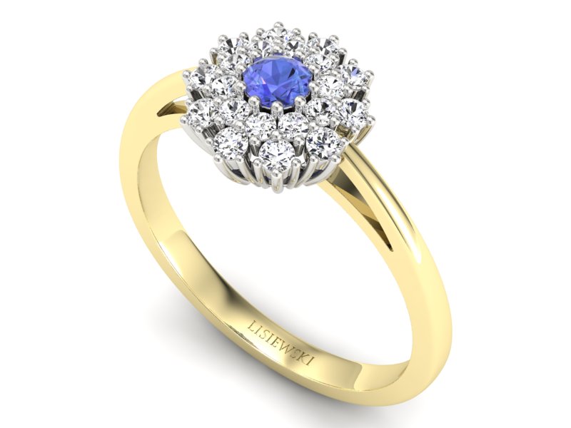 Pierścionek z tanzanitem i brylantami - P15059zbt — zdjęcie 3