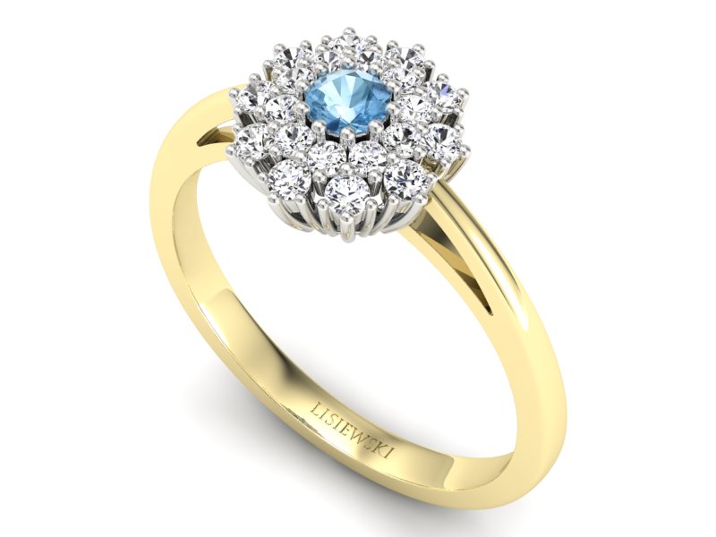 Pierścionek z topazem i brylantami - P15059zbtp — zdjęcie 3