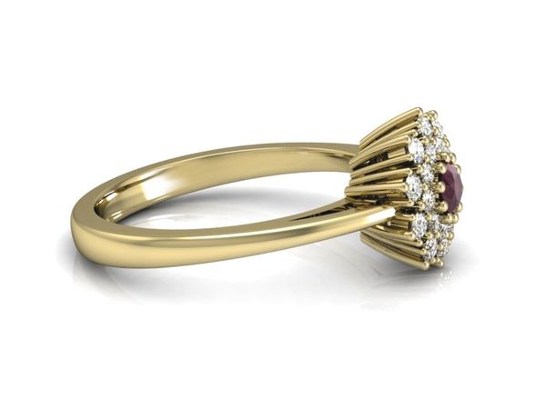 Złoty pierścionek z rubinem i brylantem złoto 585 - P15059zr