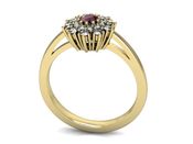 Złoty pierścionek z rubinem i brylantem złoto 585 - P15059zr - 3