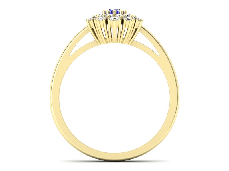 Złoty pierścionek z szafirem i brylantami - P15059zszc — zdjęcie 2