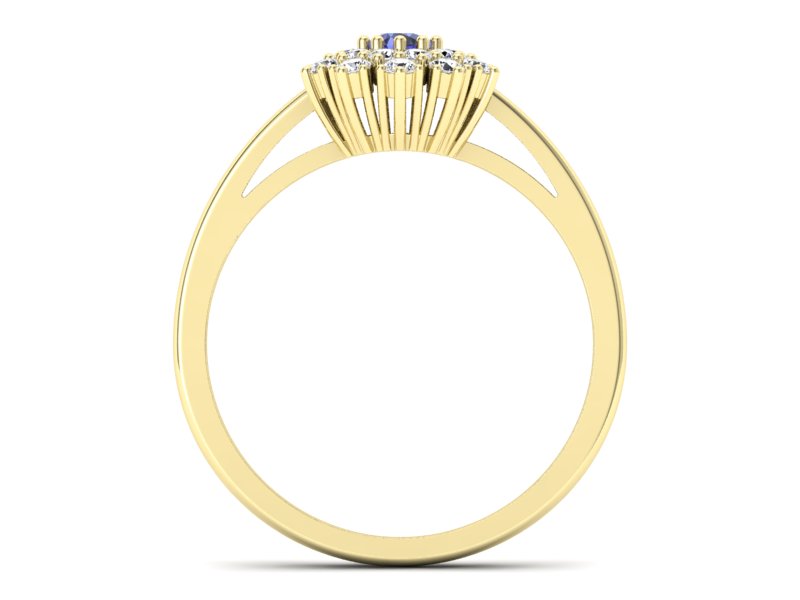 Złoty pierścionek z tanzanitem i brylantami - P15059zt — zdjęcie 2