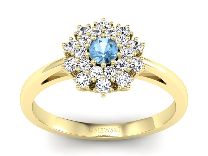 Złoty pierścionek z topazem i brylantami - P15059ztp