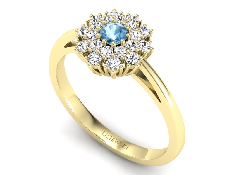 Złoty pierścionek z topazem i brylantami - P15059ztp — zdjęcie 3