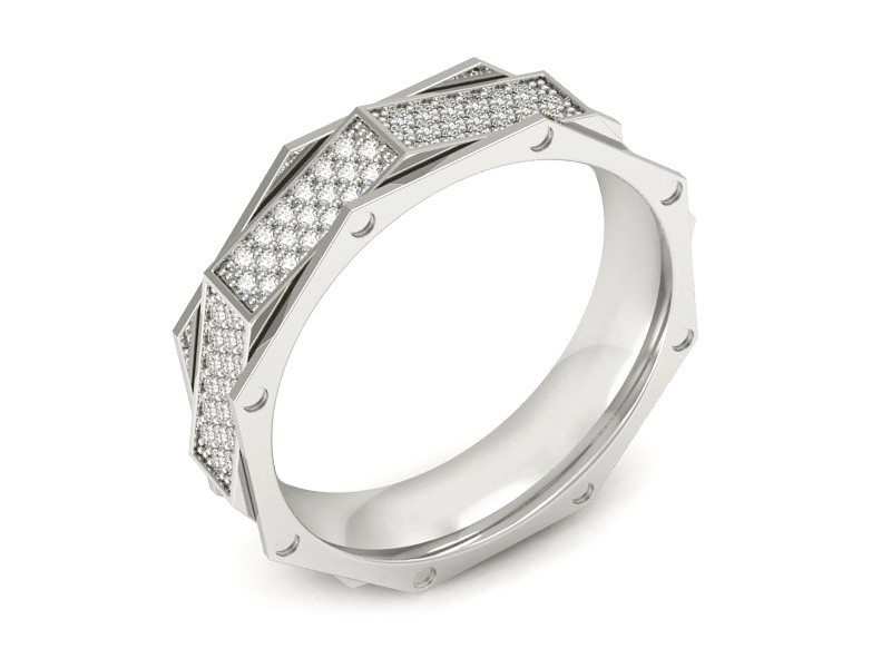 Obrączka z brylantami białe złoto soczewkowa - P15060Bbr — zdjęcie 3