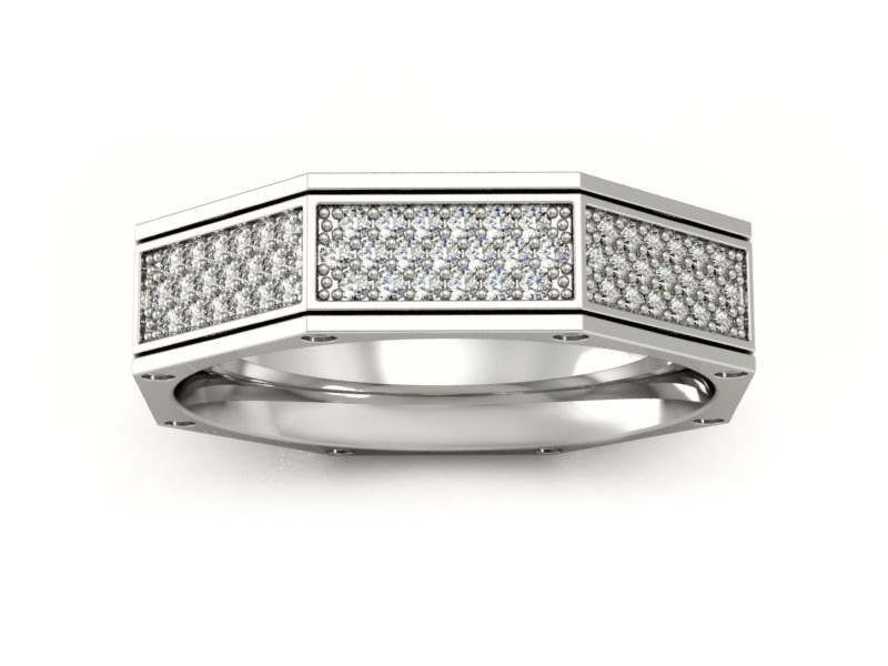Obrączka z brylantami białe złoto soczewkowa - P15060Bbr