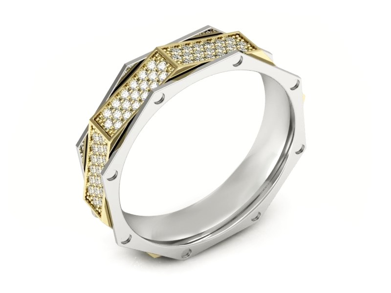 Obrączka z brylantami złoto dwukolorowe - p15060bz — zdjęcie 3