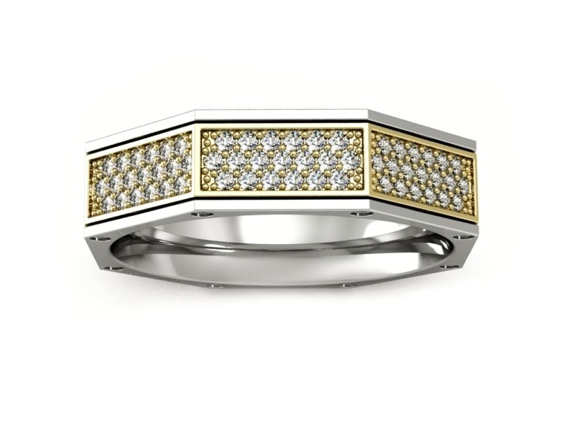 Obrączka z brylantami złoto dwukolorowe - p15060bz