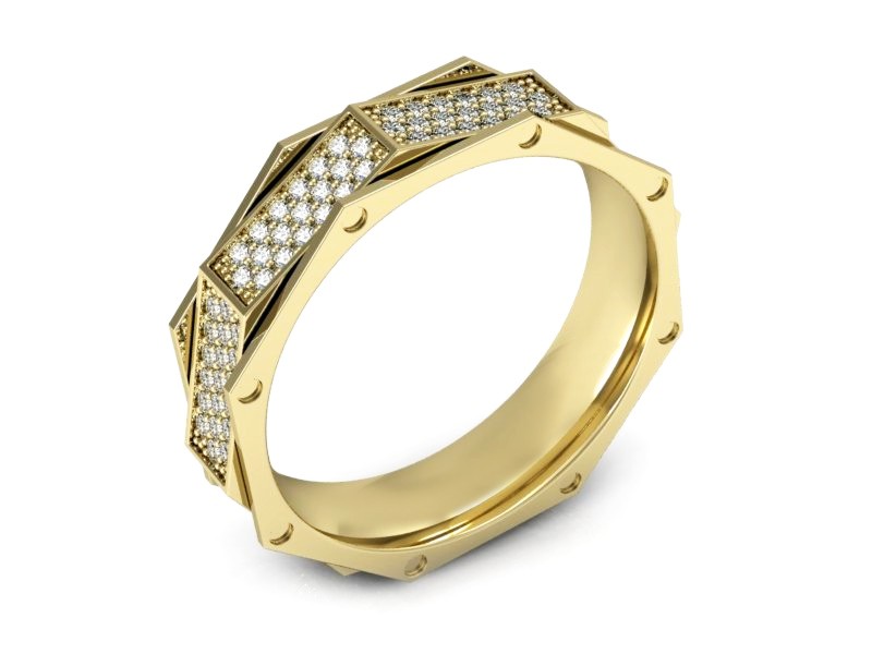 Obrączka z brylantami żółte złoto - p15060z — zdjęcie 3