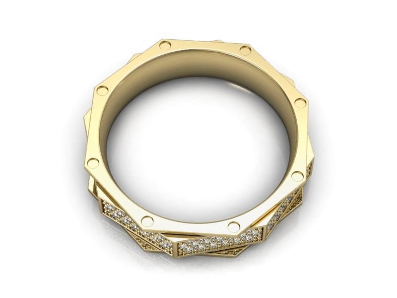 Obrączka z brylantami żółte złoto - p15060z — zdjęcie 2