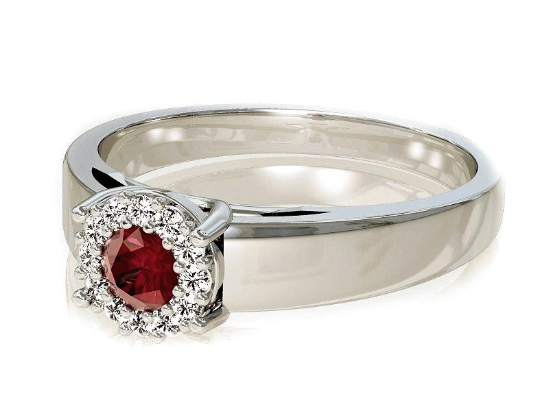 Pierścionek z rubinem i brylantem białe złoto - P15061BR_rub — zdjęcie 3