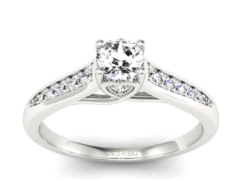 Złoty pierścionek z brylantami białe złoto - P15062B