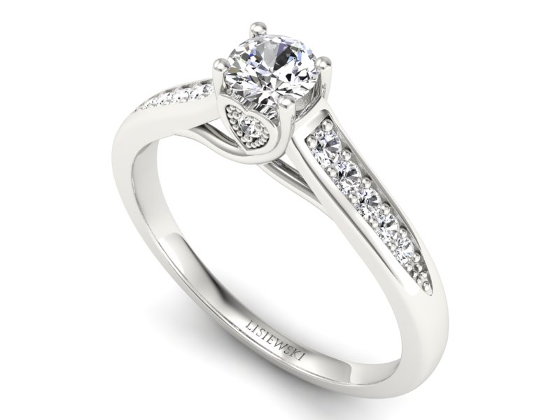 Złoty pierścionek z brylantami białe złoto - P15062B — zdjęcie 3