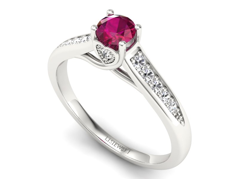 Pierścionek z rubinem i brylantami białe złoto - p15062br — zdjęcie 3