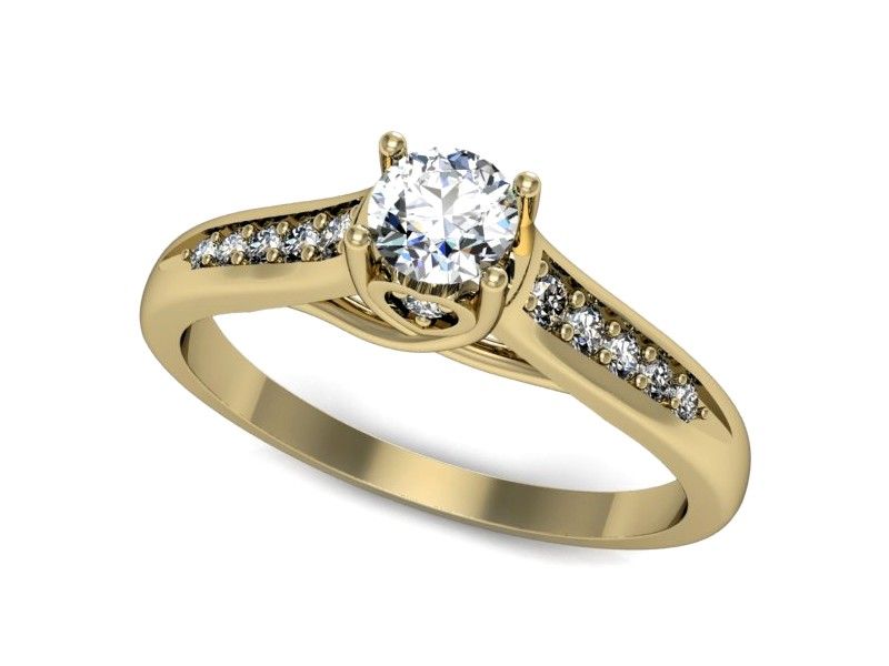 Pierścionek zaręczynowy z brylantami żółte złoto próba 585 - P15062Z - 1