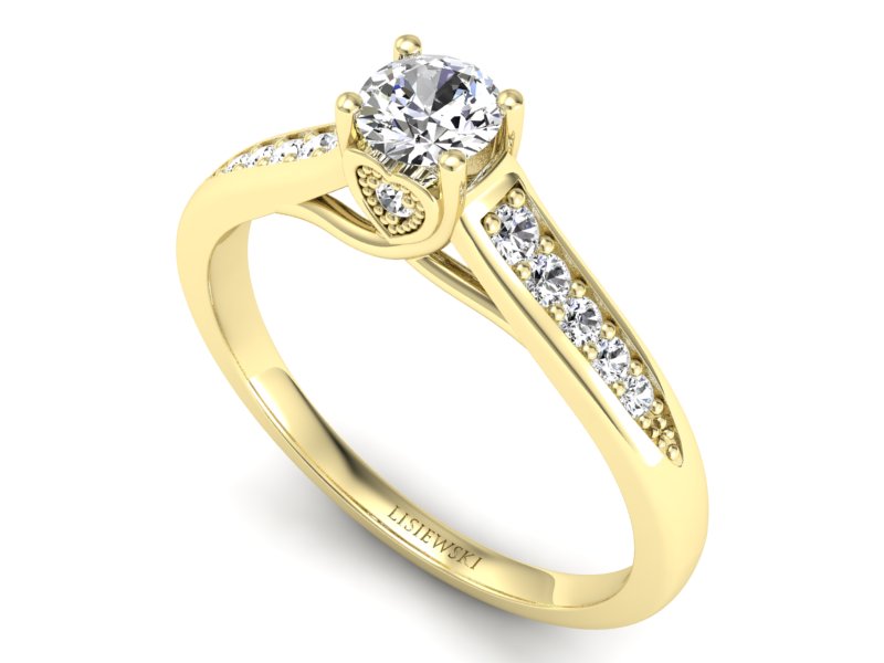 Pierścionek zaręczynowy z brylantami żółte złoto - P15062Z — zdjęcie 3