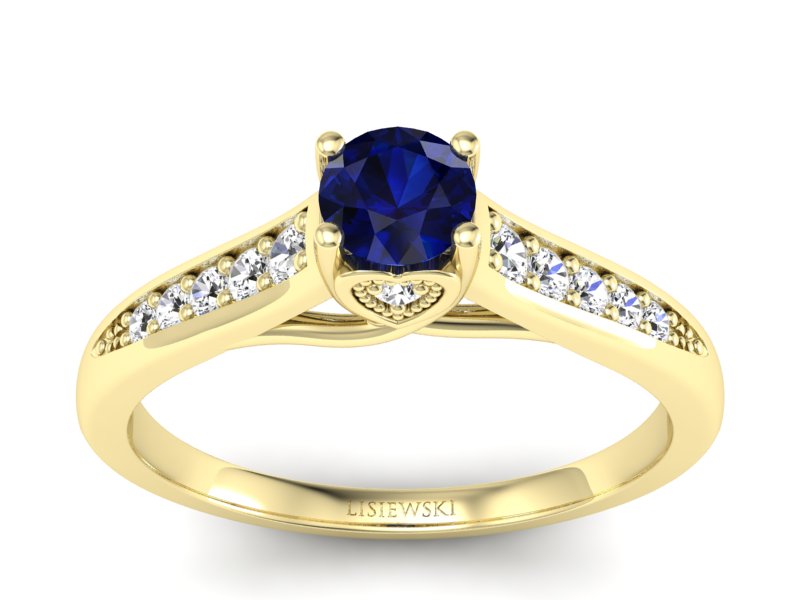 Pierścionek zaręczynowy z szafirem z brylantami - p15062zsz