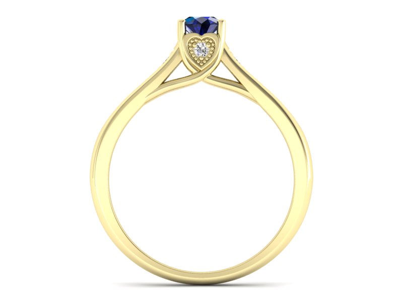 Pierścionek zaręczynowy z szafirem z brylantami - p15062zsz — zdjęcie 2