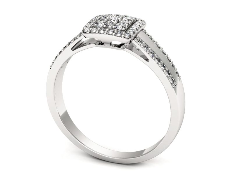 Złoty pierścionek z brylantami białe złoto - P15064B — zdjęcie 3