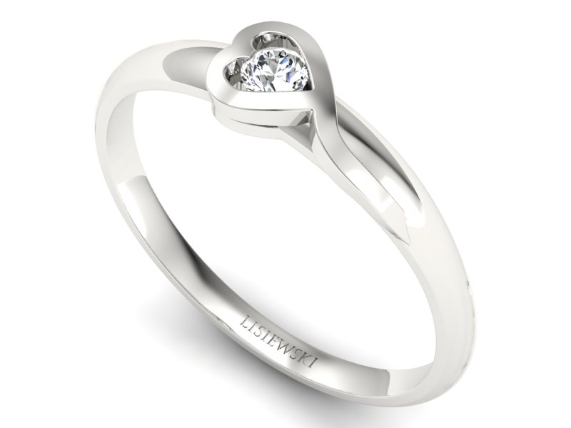 Złoty pierścionek zaręczynowy z brylantem - p15067b — zdjęcie 3