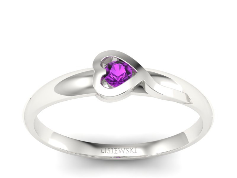 Pierścionek zaręczynowy z ametystem złoty - p15067bat