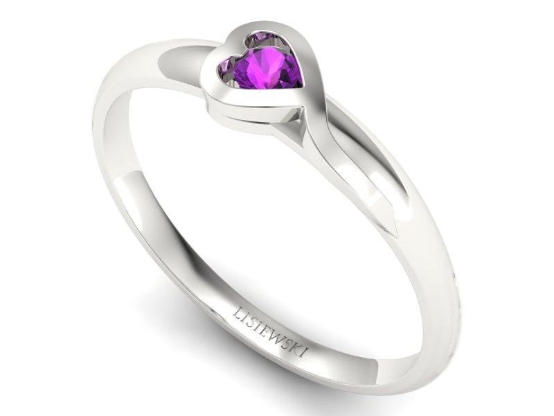 Pierścionek zaręczynowy z ametystem złoty - p15067bat — zdjęcie 3