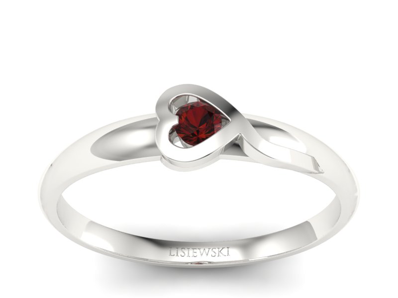 Złoty pierścionek zaręczynowy z granatem - p15067bgr