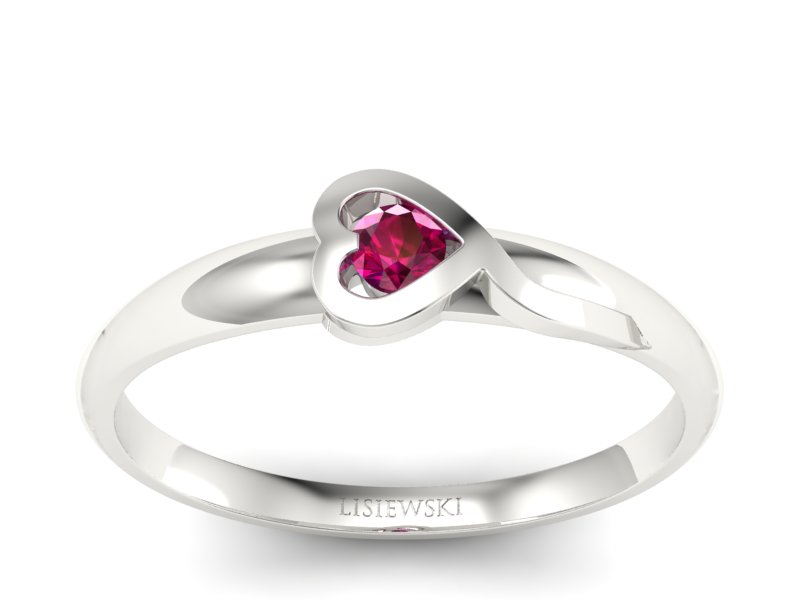 Złoty pierścionek z rubinem białe złoto - p15067br