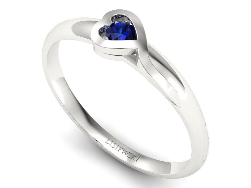 Złoty pierścionek z szafirem białe złoto - p15067bsz — zdjęcie 3