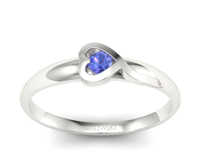 Złoty pierścionek z tanzanitem białe złoto - p15067bt