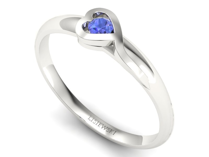 Złoty pierścionek z tanzanitem białe złoto - p15067bt — zdjęcie 3