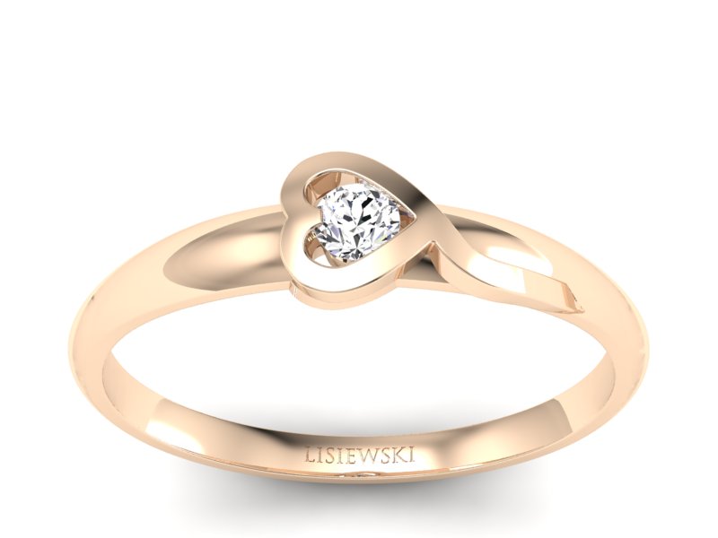 Złoty pierścionek z brylantem różowe złoto - p15067c