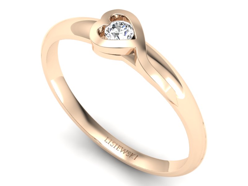 Złoty pierścionek z brylantem różowe złoto - p15067c — zdjęcie 3