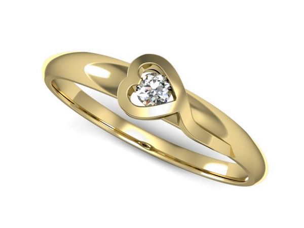 Pierścionek zaręczynowy z brylantem żółte złoto próba 585 — p15067z