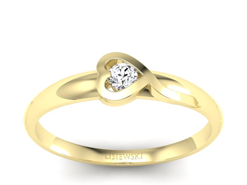 Złoty pierścionek z brylantem żółte złoto - p15067z_P_I