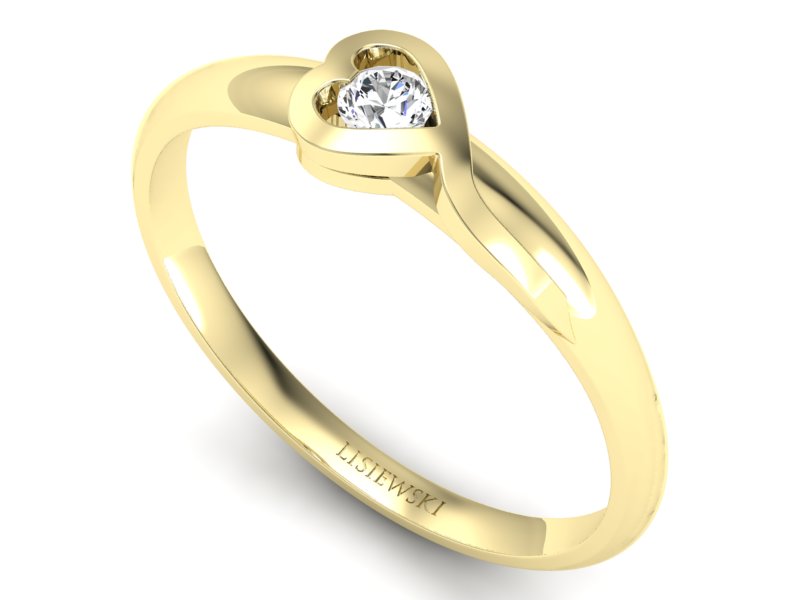 Złoty pierścionek z brylantem żółte złoto - p15067z_P_I — zdjęcie 3
