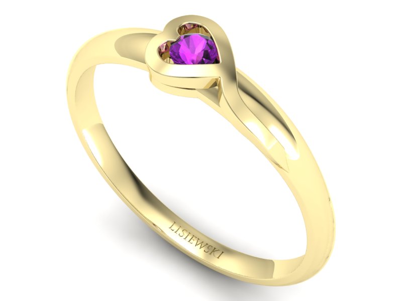 Złoty pierścionek z ametystem żółte złoto - p15067zat — zdjęcie 3